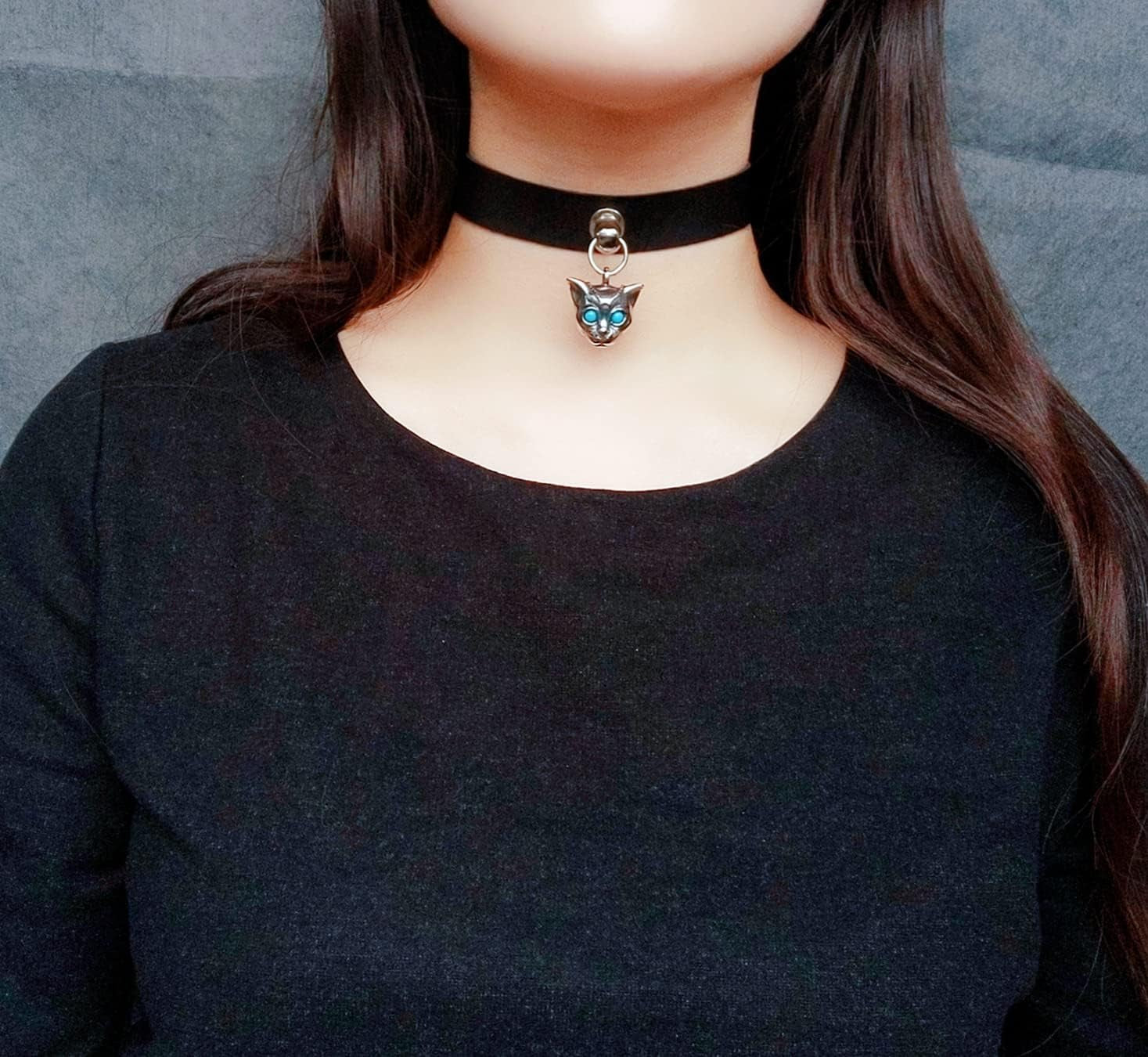 Spiked Choker Goth Necklaces Cat Black Chokers Necklaces for Women Leather Choker for Men Heart Choker Collar Adjustable Punk Jewelry Gifts(Cat A)
