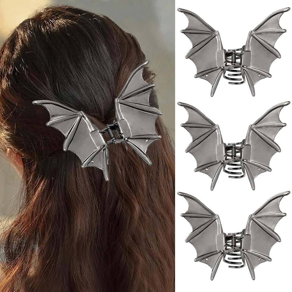 3Packs Goth Hair Clips Halloween Bat Claw Clips Metal Punk Goth Hair Accessories for Women Girls (Black)