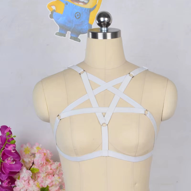 Underwear Woman Pentagram Punk Harness Cage Bra Sexy Pastel Goth Body Harness Harajuku Bra Black Bondage Harness Bra Lingerie