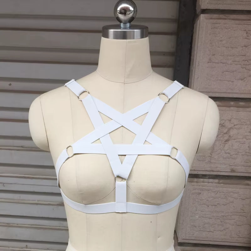 Underwear Woman Pentagram Punk Harness Cage Bra Sexy Pastel Goth Body Harness Harajuku Bra Black Bondage Harness Bra Lingerie
