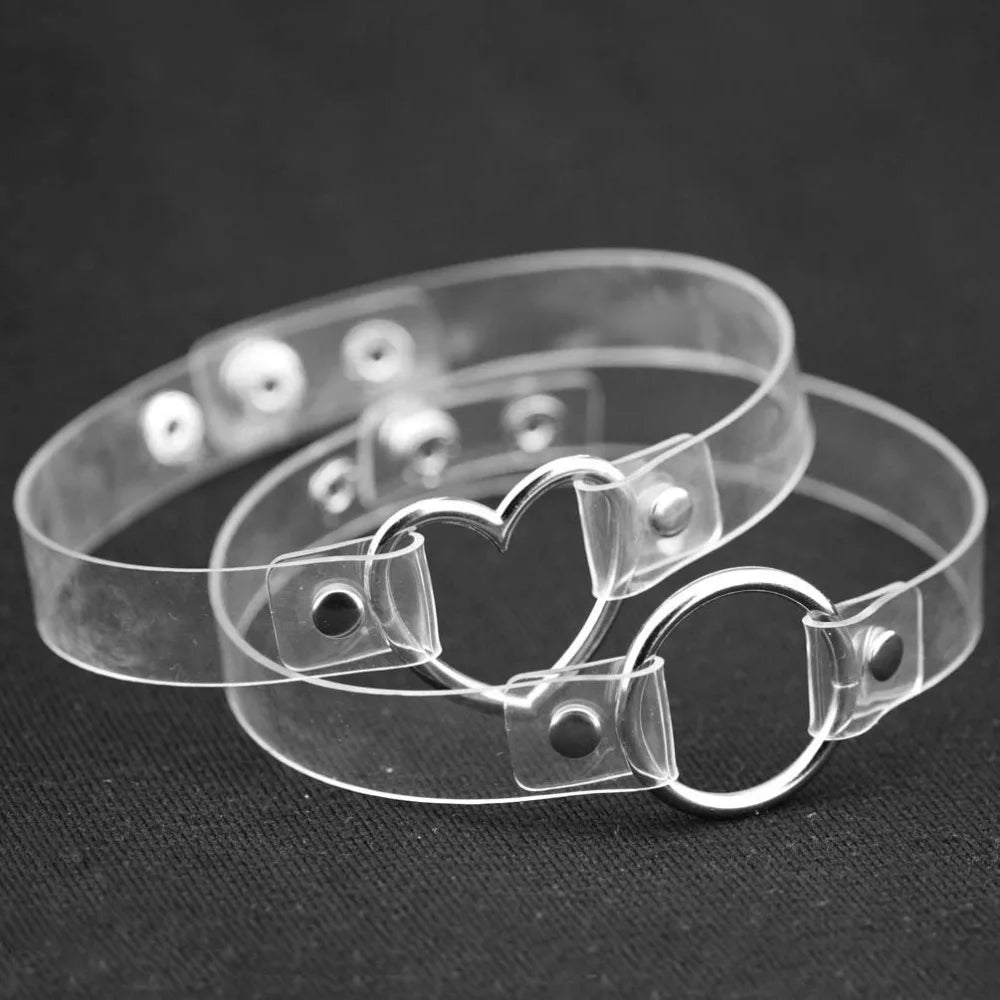 Clear Punk Choker Women Adjustable Transparent Heart Choker Necklace Gothic Girls Collar Necklace Women Goth Fashion Accessory