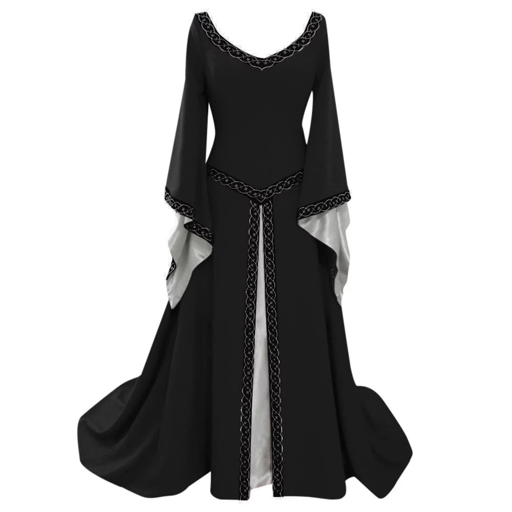 Women Retro Renaissance Dresses Medieval Costume Lace up Irish over Dress Peasant Fairy Dress Ball Gown Halloween Dresses Clearance 2025