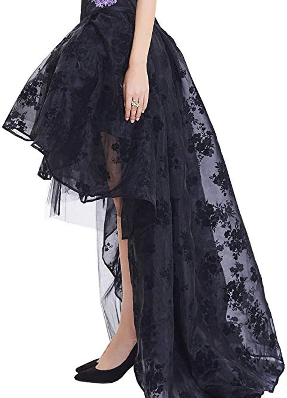 Women'S Renaissance Skirt Black Lace Victoria Gothic Long Maxi Skirt Party