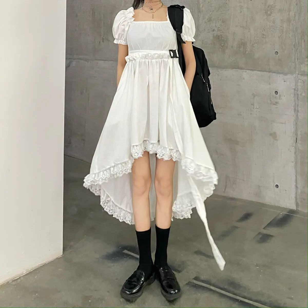 Harajuku Y2K Cyber Alt Dress E Girl Ruffle Hepburn Kawaii Ropa Fairycore Irregular Black Gothic Dresses Emo Mini Lolita Vestidos