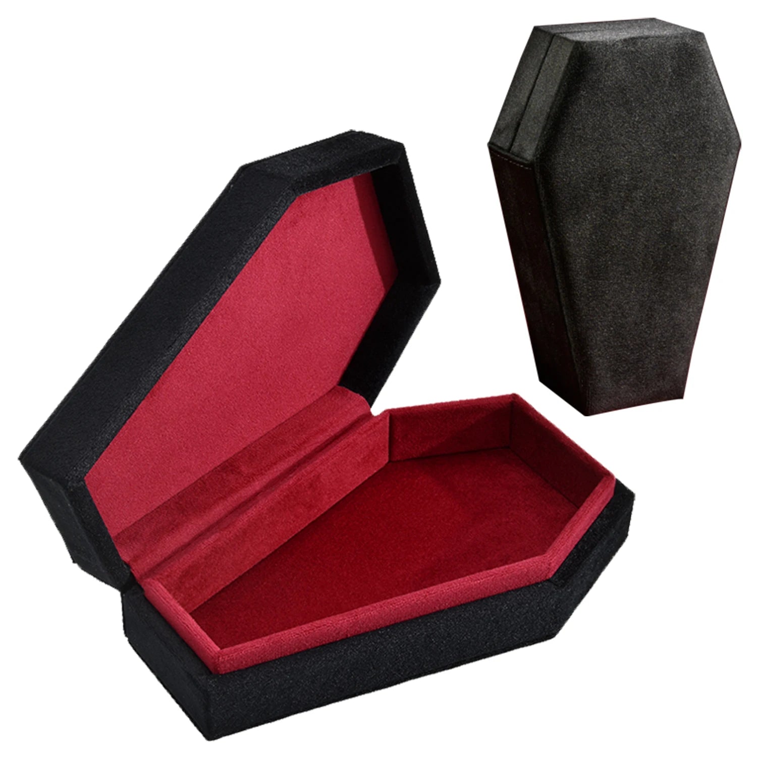 Retro Velvet Coffin Shape Jewelry Box Gothic Vampire Red Jewelry Box Portable Ring Necklace Storage Box Fast Delivery