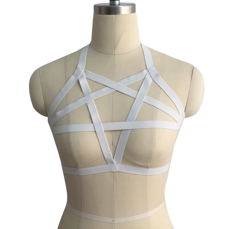 Underwear Woman Pentagram Punk Harness Cage Bra Sexy Pastel Goth Body Harness Harajuku Bra Black Bondage Harness Bra Lingerie