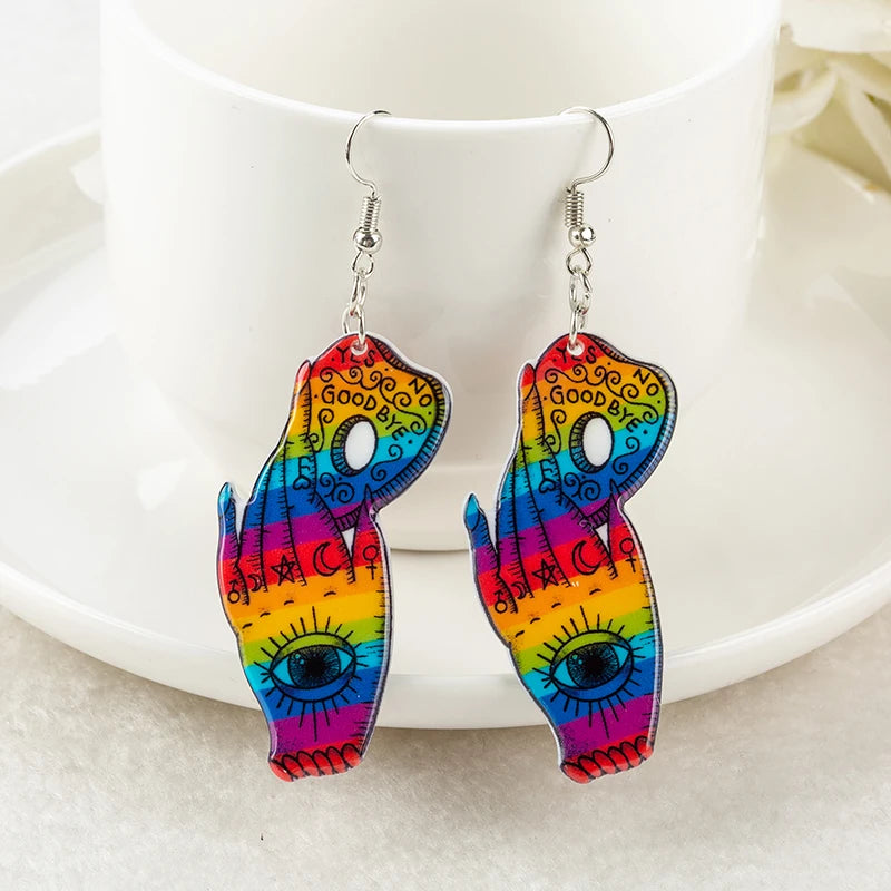 1Pair Ouija Board Drop Earrings Hand Eye Divination Gothic Acrylic Magical Game