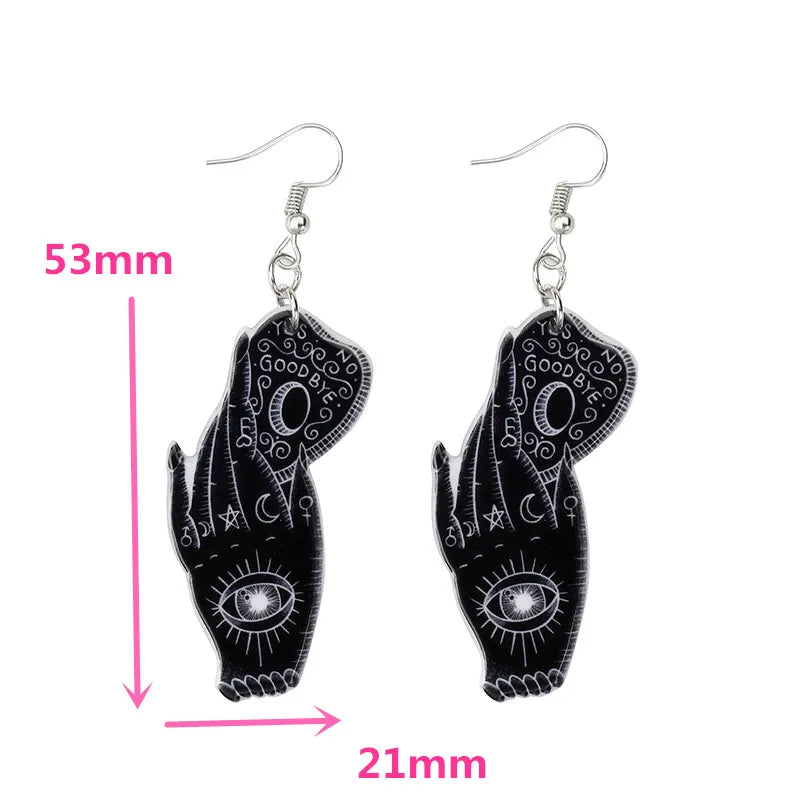 1Pair Ouija Board Drop Earrings Hand Eye Divination Gothic Acrylic Magical Game