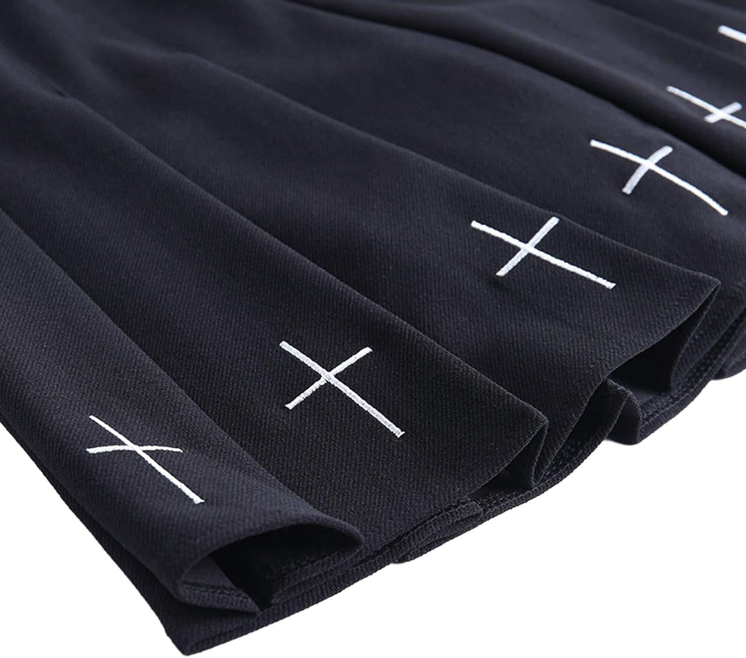 Women Harajuku Gothic Mini Skirts Goth Pleated Skirts Punk Dark Academia Aesthetic A-Line Skirt Y2K Streetwear (A - Pleated Cross Black, Large)