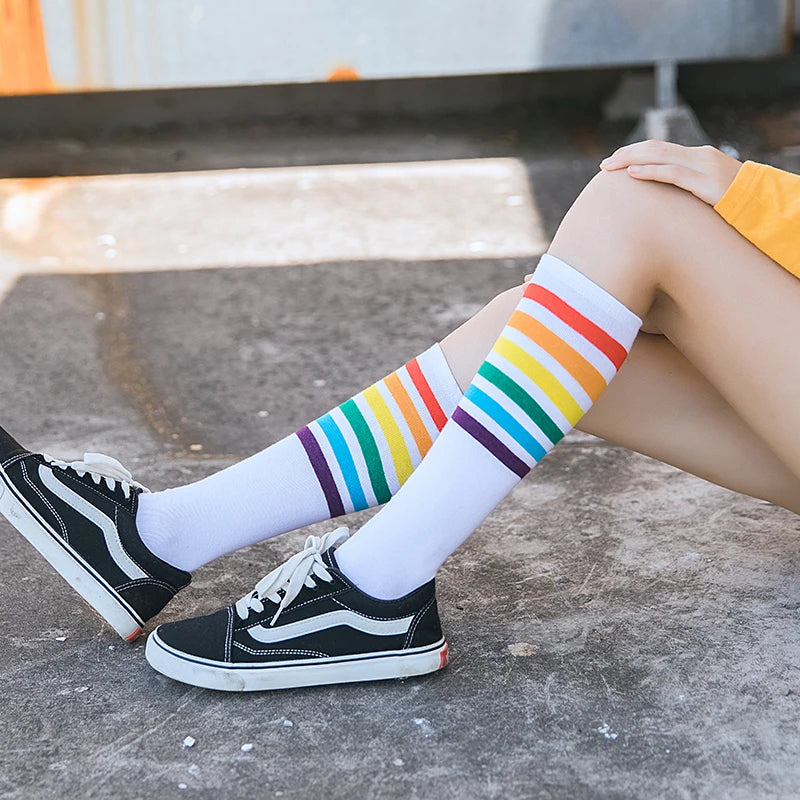 Harajuku Dark Magic Star Moon Knee Socks Women Girl Gothic Punk Streetwear Mall Goth JK School Casual Retro Ouija Board Long