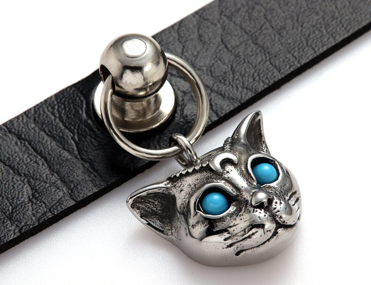 Spiked Choker Goth Necklaces Cat Black Chokers Necklaces for Women Leather Choker for Men Heart Choker Collar Adjustable Punk Jewelry Gifts(Cat A)