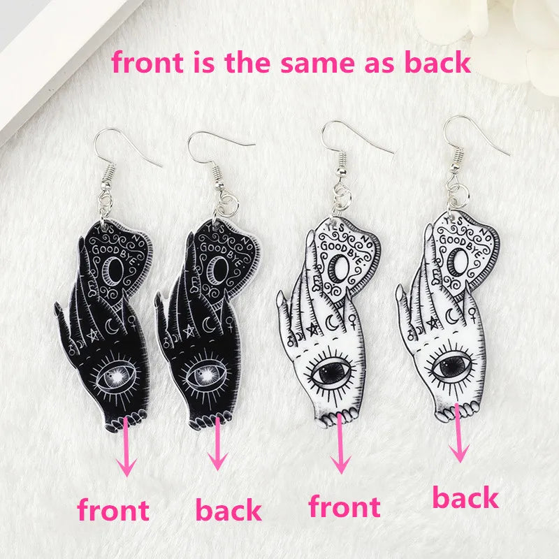 1Pair Ouija Board Drop Earrings Hand Eye Divination Gothic Acrylic Magical Game