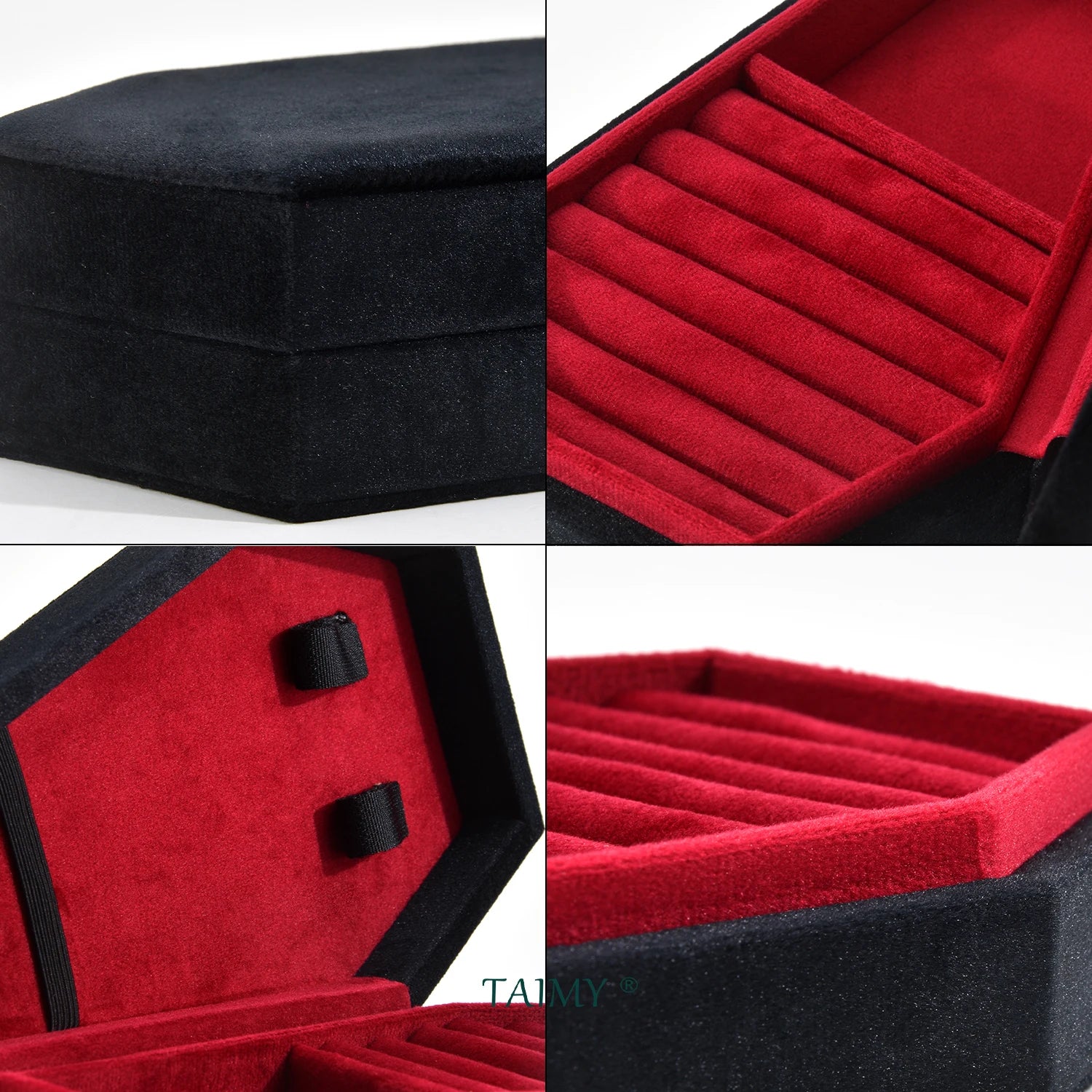 Retro Velvet Coffin Shape Jewelry Box Gothic Vampire Red Jewelry Box Portable Ring Necklace Storage Box Fast Delivery