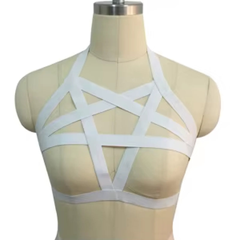 Underwear Woman Pentagram Punk Harness Cage Bra Sexy Pastel Goth Body Harness Harajuku Bra Black Bondage Harness Bra Lingerie