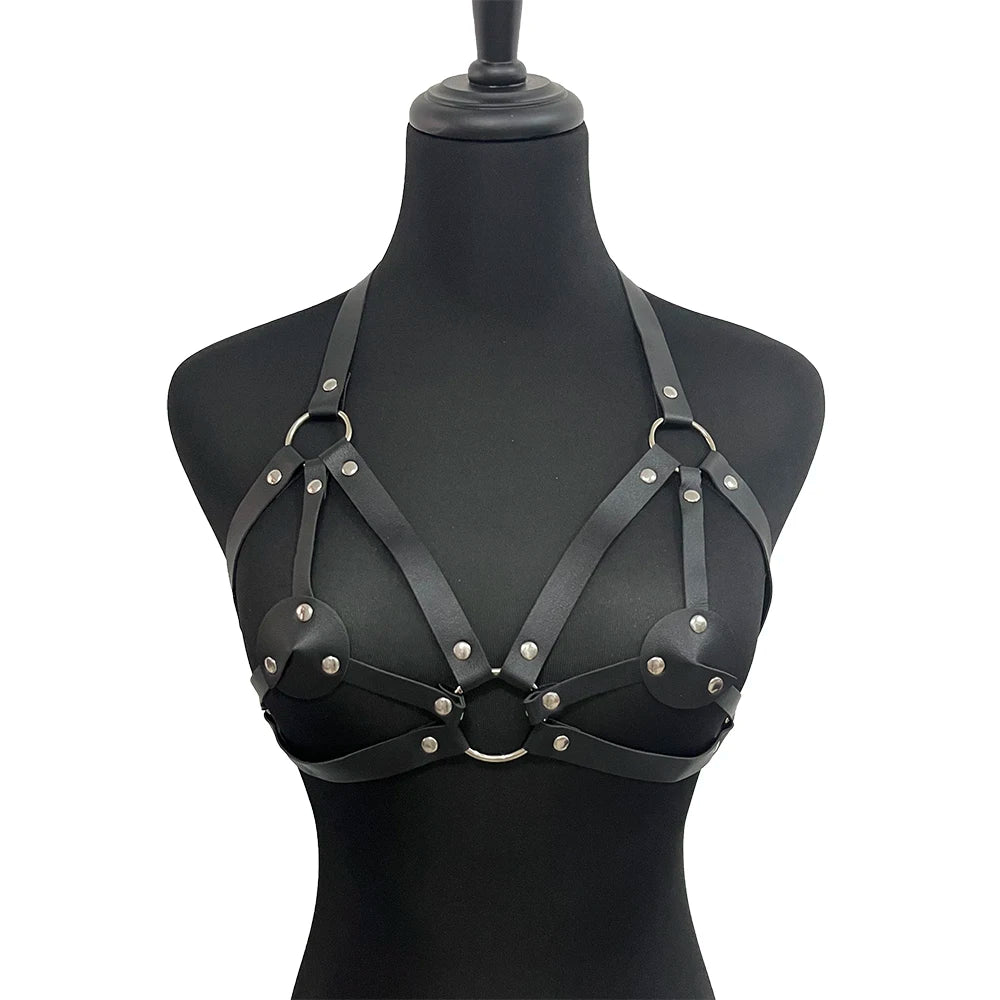 PU Leather Harness Lingerie Belt for Women, Chest Harness, Corset Suspenders, Punk Goth Bra, Sexy Clothing, Sex Accessories