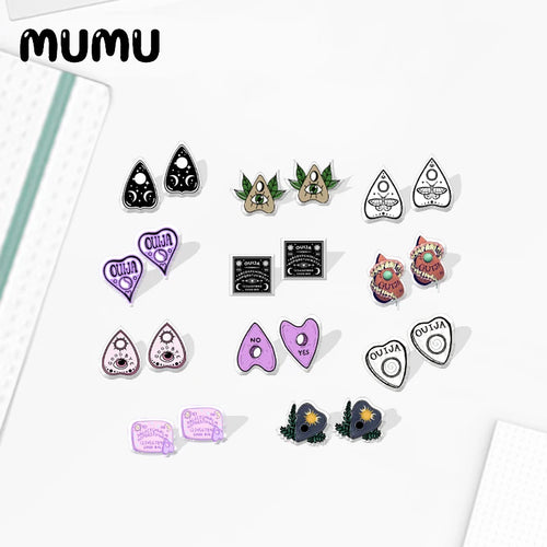 2021 New Ouija Board Stud Earring Epoxy Jewelry Resin Acrylic Earrings Handmade Gifts Men