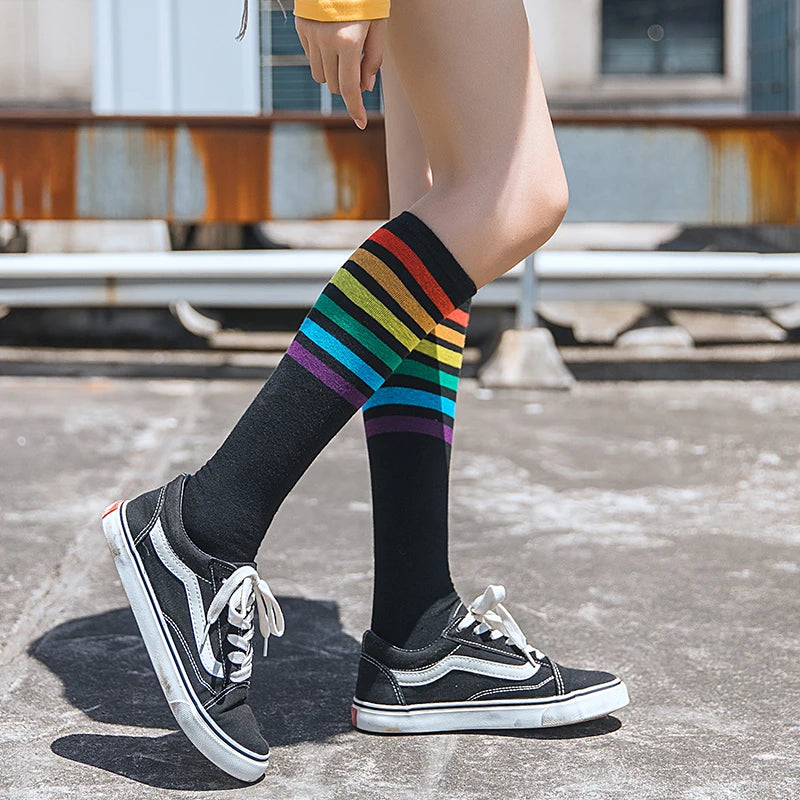 Harajuku Dark Magic Star Moon Knee Socks Women Girl Gothic Punk Streetwear Mall Goth JK School Casual Retro Ouija Board Long