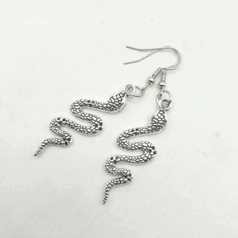 Silver Plated-Snake - Hoop Earrings - Serpent - Goth - Gift - Gothic - Hoops - Silver - Witchy - Goddess - Dark - Statement