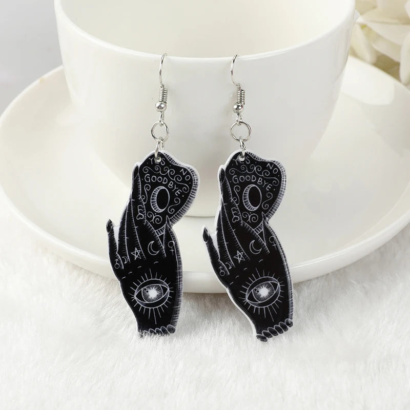 1Pair Ouija Board Drop Earrings Hand Eye Divination Gothic Acrylic Magical Game