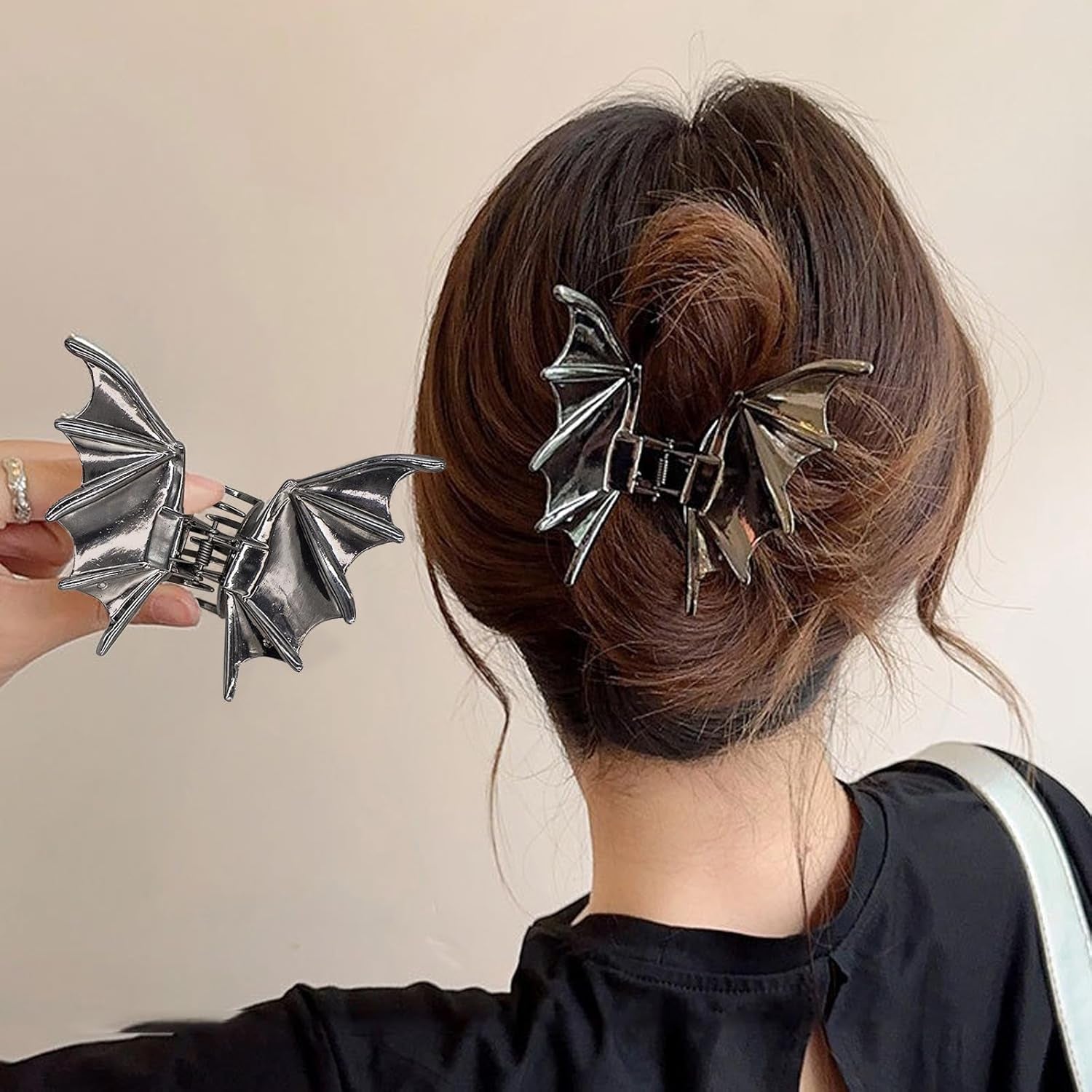 3Packs Goth Hair Clips Halloween Bat Claw Clips Metal Punk Goth Hair Accessories for Women Girls (Black)