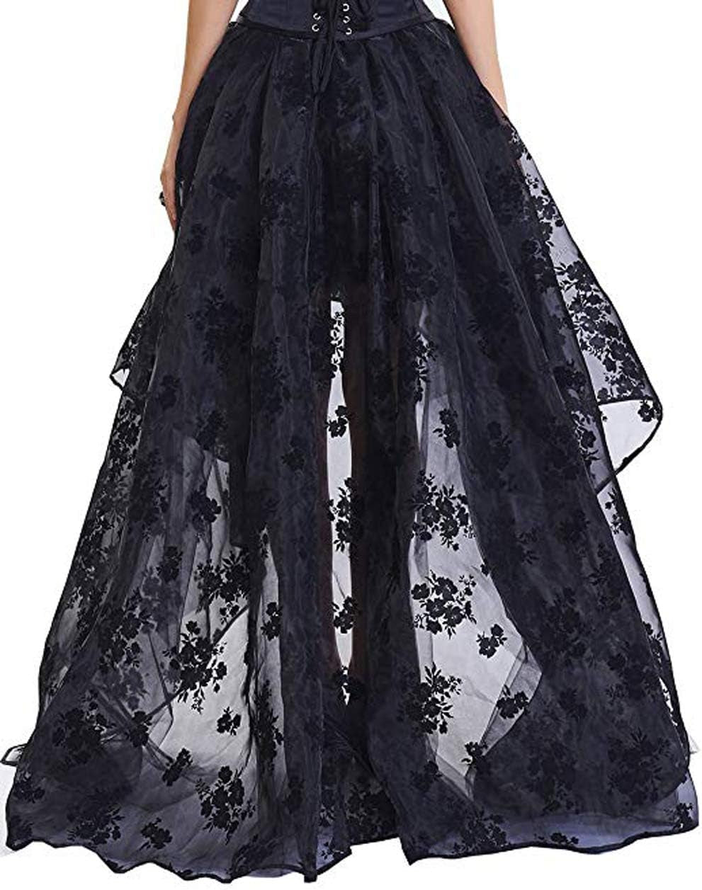 Women'S Renaissance Skirt Black Lace Victoria Gothic Long Maxi Skirt Party