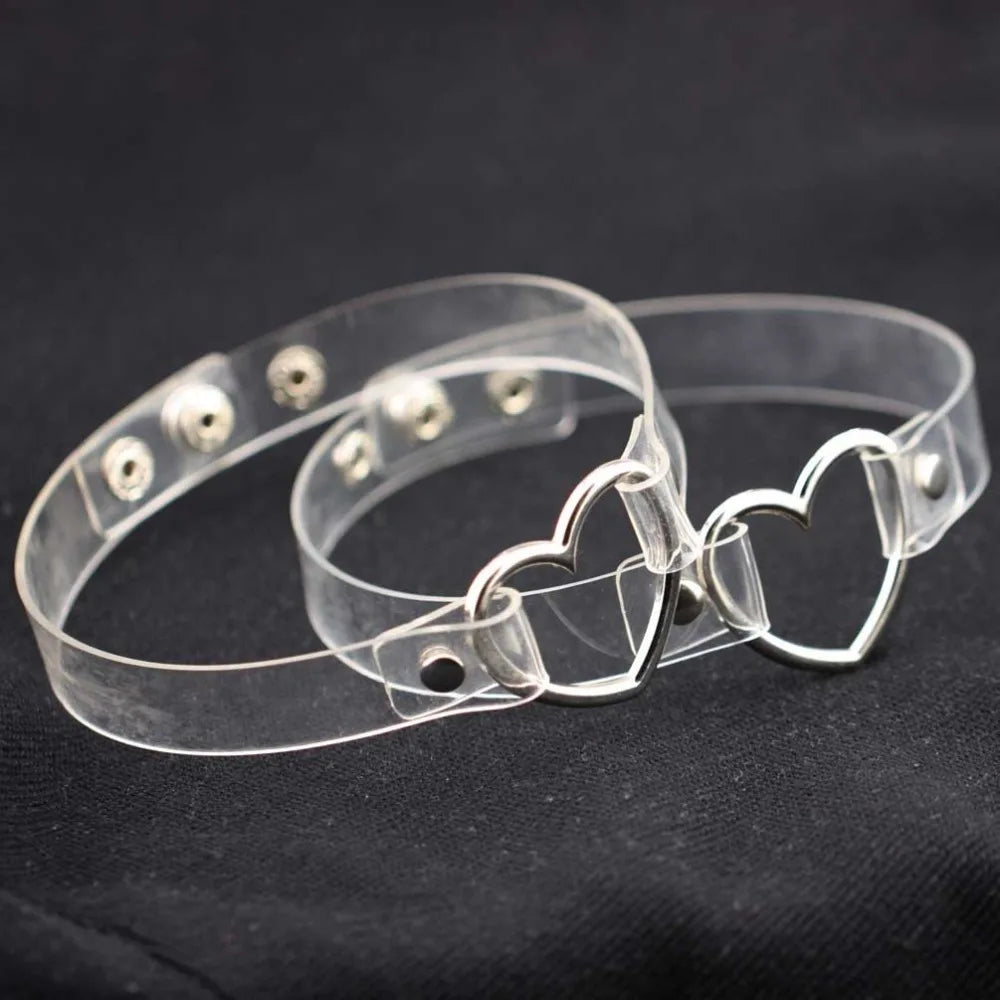 Clear Punk Choker Women Adjustable Transparent Heart Choker Necklace Gothic Girls Collar Necklace Women Goth Fashion Accessory
