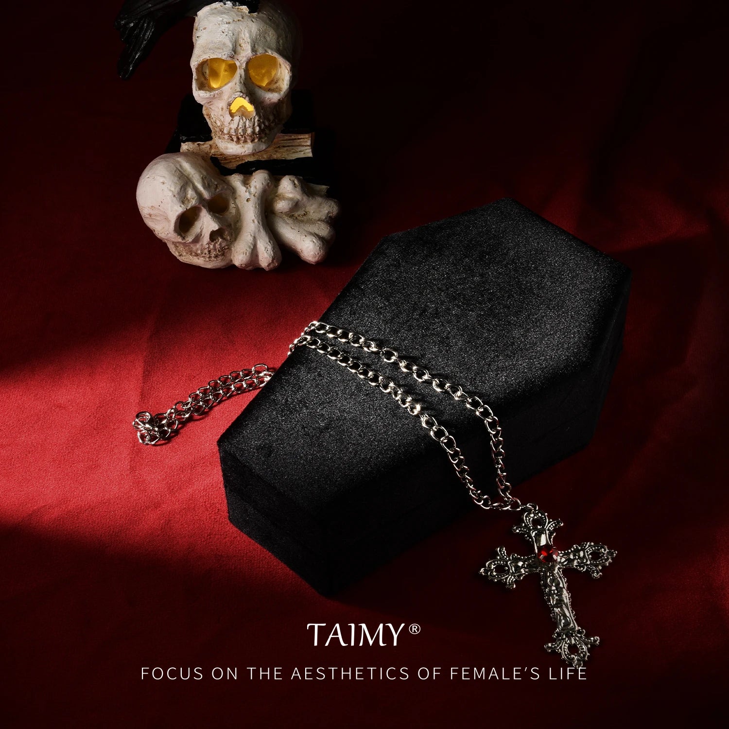Retro Velvet Coffin Shape Jewelry Box Gothic Vampire Red Jewelry Box Portable Ring Necklace Storage Box Fast Delivery