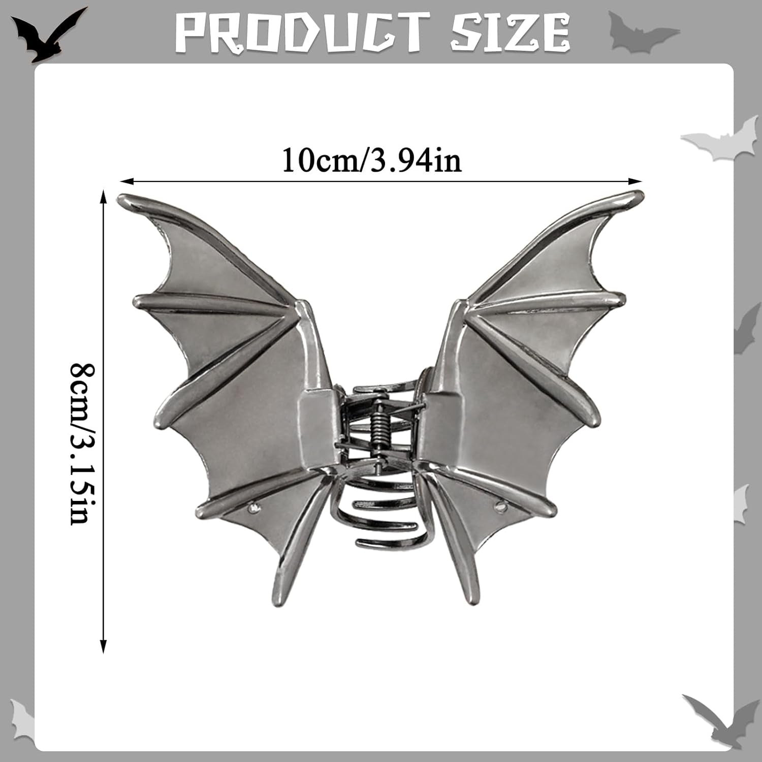 3Packs Goth Hair Clips Halloween Bat Claw Clips Metal Punk Goth Hair Accessories for Women Girls (Black)
